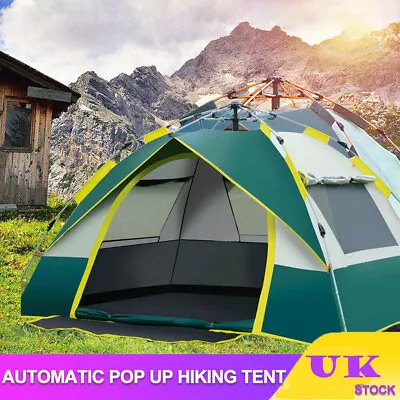 3-4 Man Automatic Instant Pop Up Camping Tent Waterproof Outdoor Family Shelter • £34.99