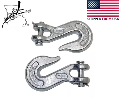 3/8  Clevis Grab Hooks Set Of 2 Steel 5400lbs Forged Galvanized Chain Ends 0.51 • $16.49