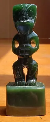 Maori Carved Pounamu Tiki New Zealand Oceania Vintage 3.5 Inch • $1710