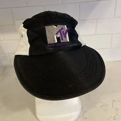 Vintage MTV Music Television 5 Panel Hat Long Bill Purple Black White 90s • $35