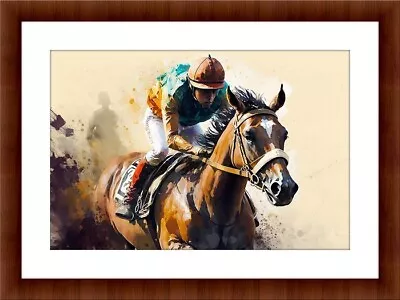 Horse Racing - Oil Painting Style A4 Print Posters Pictures Home Decor • £4.99