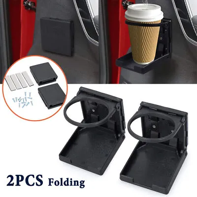 One Pair Plastic Cup Drink Holder 75mm Diameter Folding Car Truck Boat Black • $26.99