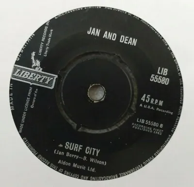 £4.50 • Buy Jan And Dean Surf City / She's My Summer Girl 7  Vinyl 1963  Liberty LIB 55580