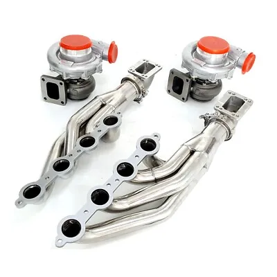 FOR Small Block LS1 LS6 LSX T4 AR.80/.81 Twin Oil Turbos+Exhaust Headers+Elbows • $770.79