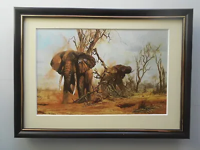 David Shepherd Print 'Tsavo Waterhole' Elephants FRAMED • £23