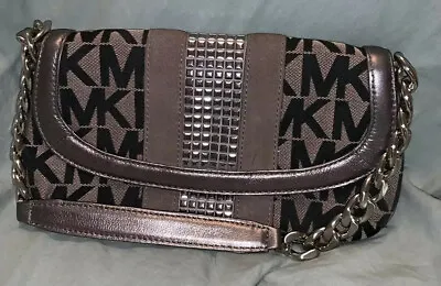 Michael Kors SIGNATURE MK Clutch Purse With Suede And Metal-like Detail • $200