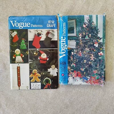 Vintage Vogue Christmas Craft Patterns 8409 & 8752 Uncut Never Used • $14.99