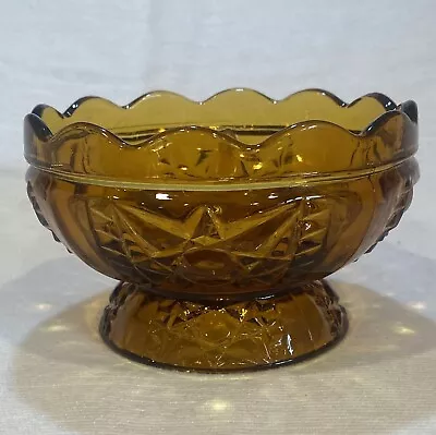 Vintage INDIANA GLASS Amber “STARS & Bars” Fairy Lamp Footed BASE ONLY • $14.99