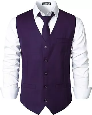 ZEROYAA Men's Hipster Urban Design 3 Pockets Business Formal Dress Vest For Suit • $57.26