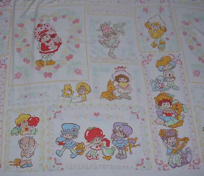 Vintage Strawberry Shortcake Twin Flat Sheet Cross Stitch Pattern 1980s 93x66 • $13.89