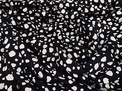 Viscose Elastane Jersey Fabric Per Metre - Dalmatian Print - Black & White • £7.99