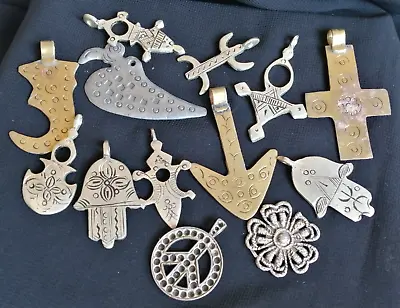 Groupe Of 13pcs Rare Ancient Medieval Bronze Silver Amulets Cross Pendants • £89.89