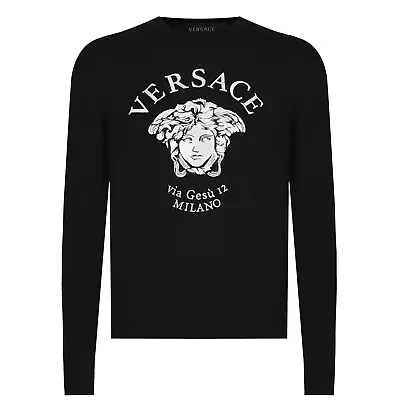 Versace Medusa Via Gesu Milano Sweater Black Men's Size 48 M Knit Cotton Wool • $500
