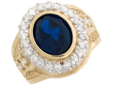 10k Or 14k Real Gold Simulated Sapphire September Birthstone CZ Mens Ring • $399.99