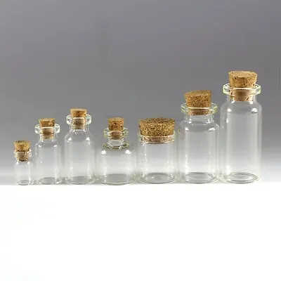 2-10 Pieces 0.5-10ml Clear Empty Glass Bottles With Corks Sample Small Vials Jar • $9.68