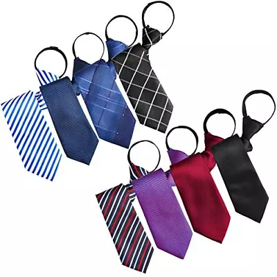 Geyoga 8 Pieces Zipper Tie For Men Pre Tied Necktie Zip Tie For Men Boys • $29.22