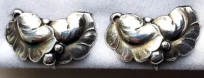 Vintage Georg Jensen Harald Nielsen Sterling Silver Leaf And Berries Earrings • $265