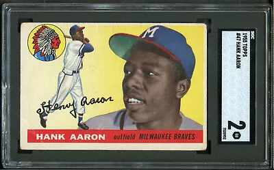 1955 Topps #47 Hank Aaron SGC 2 • $240