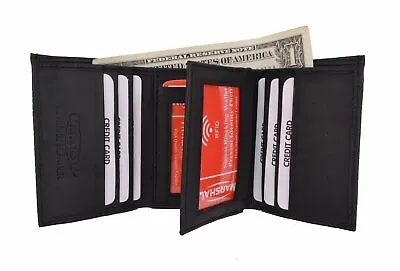 Crocodile Embossed Credit Card ID Cowhide Leather Brown Mens Trifold Wallet Rfid • $14.99