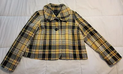R.Q.T.  Vintage XL Women's Yellow Plaid Acrylic/Wool Coat Blazer • $25