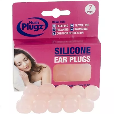 Hush Plugz Soft Silicone Earplugs - 7 Pairs Soft Moldable Ear Plugs • £4.29