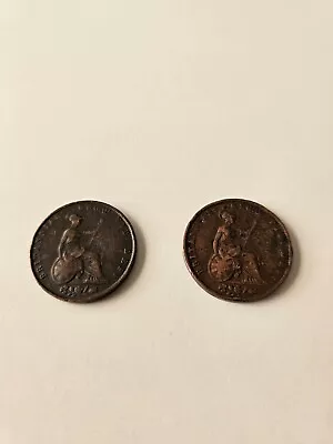 2 Queen Victoria Half Pennies 1863 And 1855. Bun Head Victoria  • £1