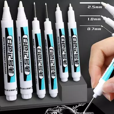 Marker Pen 0.7-2.5mm White Permanent Paint For Glass Metal Wood Plastic • £1.19