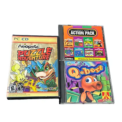 Q*bert PC Game Lot Neopets Puzzle Adventure Activision's Atari 2600 Action Pack • $19.96