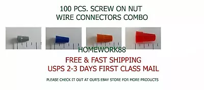 100 Pcs Screw On Wire Connector Combo P1 P2 P3 P6 Csa+ul Listed 22-8 Awg • $5.99