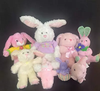 Bunny Rabbit Plush Pink White Mini Small Stuffed Animals Easter Decor Play Lot 8 • $18