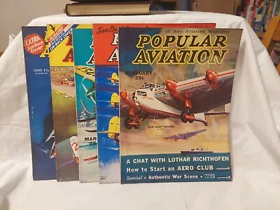 5 Vintage Issues Of 1930s Popular Aviation Airplane Flying War • $25
