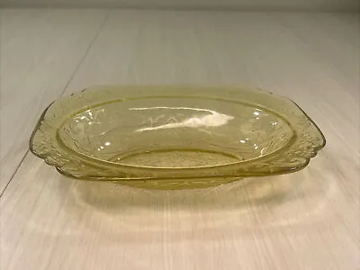1930s Federal Madrid Etched Amber Glass Oval Vegetable Serving Bowl 10” Vintage • $15