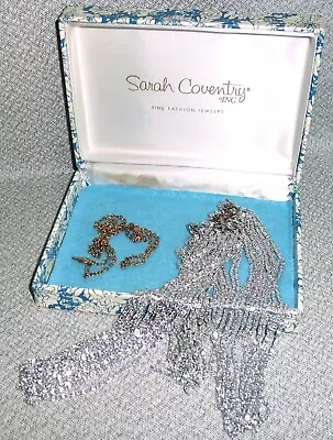 Sarah Coventry MULTI-STRAND Silvertone 4 CHAINS With VINTAGE S.C. BOX  • $16.95