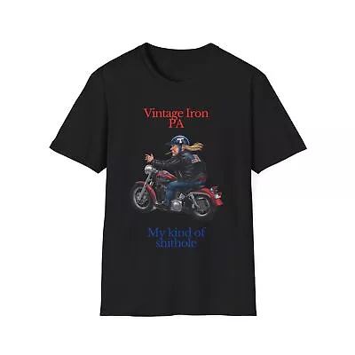 Motorcycle T-Shirt Donald Trump On Harley Vintage Iron Funny • $22