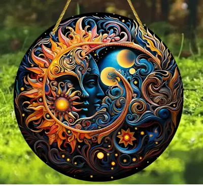 Sun And Moon Sun Catcher Gift Home Decor Window Decorative Art Indoor Or Outdoor • $15.41