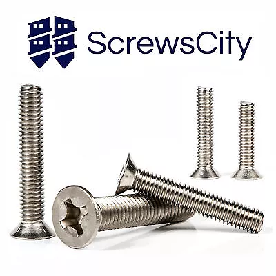 Phillips Machine Screws Countersunk Flat Head Bolts M3 M4 M5 M6 M8 Stainless  • £3.12