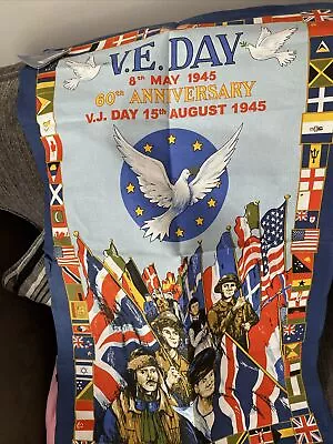 VE Day Tea Towel Still With Label On. 60th Anniversary • £5
