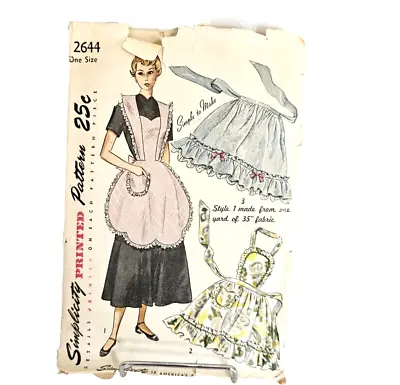 Vintage Simplicity Printed Pattern #2644 Misses And Women's Aprons Cut • $10