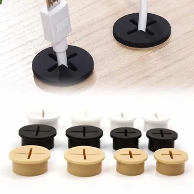 Desk Cord Grommet Flexible Silicone Cable Hole Cover Wire Organizer Pass Through • £3.59
