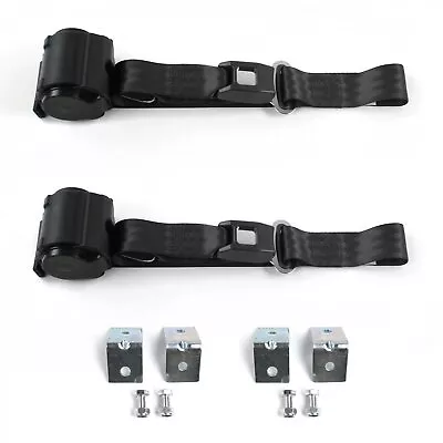 Ford Mustang 1974 - 1978  Standard 2pt Black Retractable Bucket Seat Belt Kit W/ • $129.95