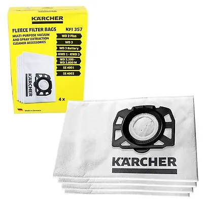 Bags Karcher WD3 SE4001 Cloth Filter Vacuum Cleaner Dust Bag KFI357 X 4 Genuine • £14.99