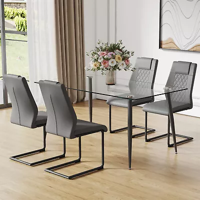 5 Piece Dining Table Set With 4 High Back Chairs Home Kitchen Breakfast Table • $509.99