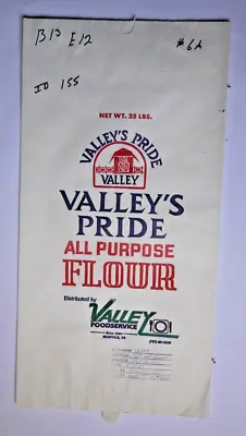 $20 • Buy X LARGE Vintage Paper Sack Bag - VALLEY'S PRIDE FLOUR, NORFOLK, VA 2007