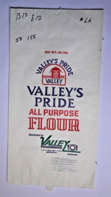 $20 • Buy X LARGE Vintage Paper Sack Bag - VALLEY'S PRIDE FLOUR, NORFOLK, VA 2007