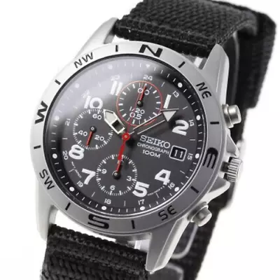 SEIKO Chronograph Black Watch Men's SND399P1 • $124.51