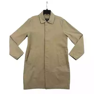 Abercrombie & Fitch Trench Coat Mens Size Small Khaki Tan Full Zip Snap Buttons • $53