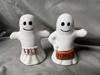 Vintage Halloween Ghost Salt & Pepper Shakers Hermitage Pottery 1996 Loomco -B6 • $15