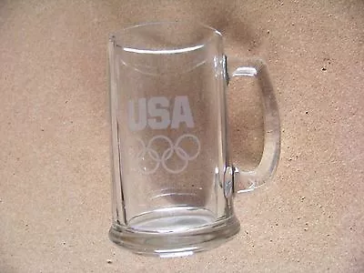 USA Olympic Rings Handled Clear Glass Tankard Mug  • $22