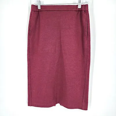 Uniqlo Pencil Skirt S Burgundy Red Wool Blend Elastic Drawstring Waist Straight • $19.83