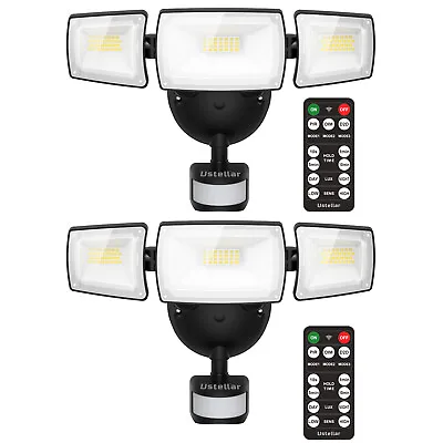 Ustellar 55W LED Security Lights Motion Sensor Light 2 Packs 5500LM RC Control • $60.99